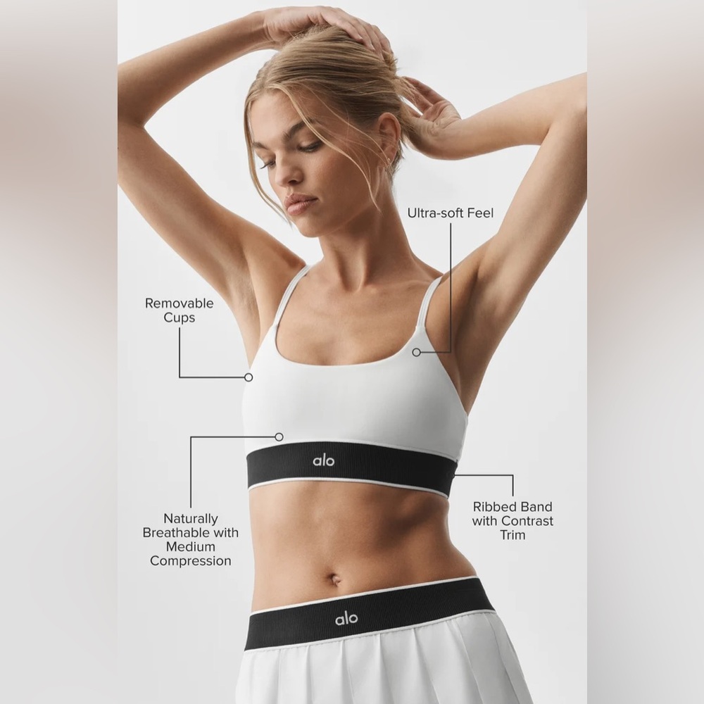 ALO Softsculpt Amp It Up Bra White/Black XXS - Picture 2 of 8